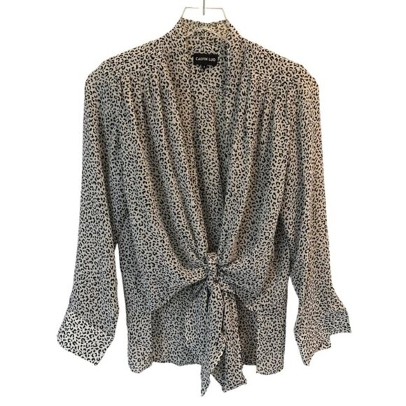 NWOT Calvin Luo | Black & White Animal Print Blouse Size Small - Picture 2 of 11